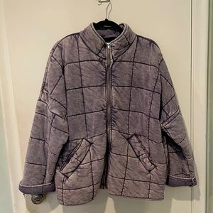 Quilted Zip-Up Jacket - Large - Purple